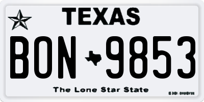 TX license plate BON9853