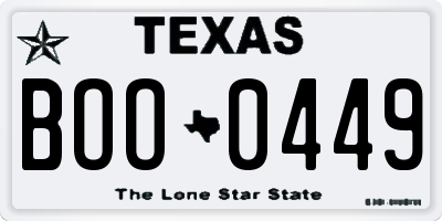 TX license plate BOO0449