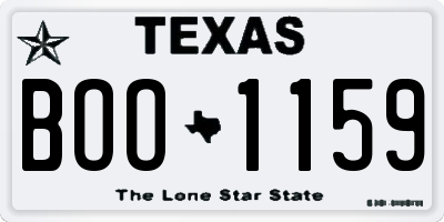 TX license plate BOO1159