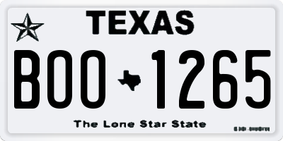 TX license plate BOO1265