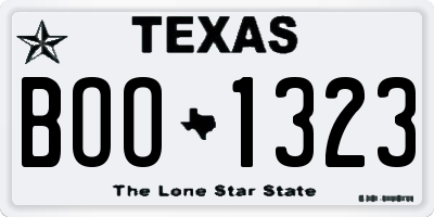 TX license plate BOO1323