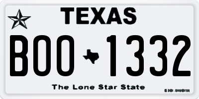 TX license plate BOO1332
