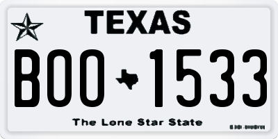TX license plate BOO1533