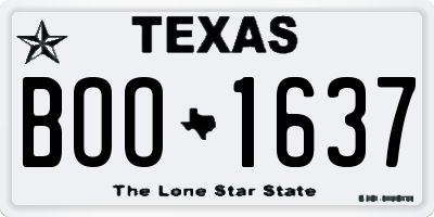 TX license plate BOO1637