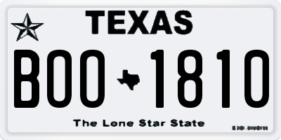 TX license plate BOO1810