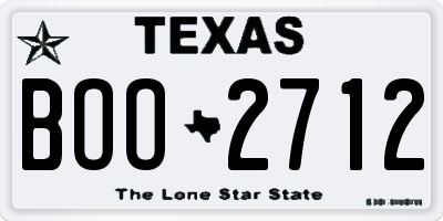 TX license plate BOO2712