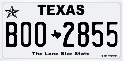 TX license plate BOO2855