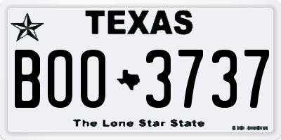 TX license plate BOO3737