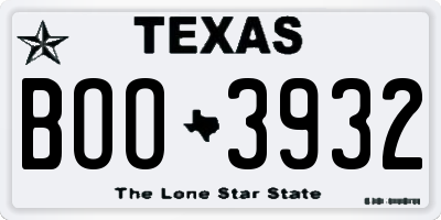 TX license plate BOO3932