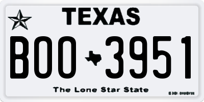 TX license plate BOO3951