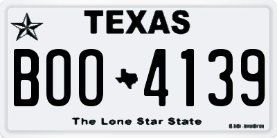 TX license plate BOO4139