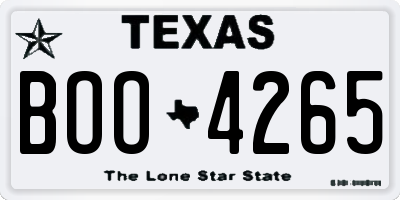 TX license plate BOO4265