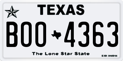 TX license plate BOO4363