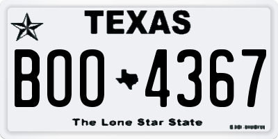 TX license plate BOO4367