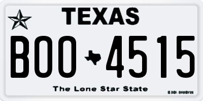 TX license plate BOO4515