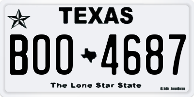 TX license plate BOO4687