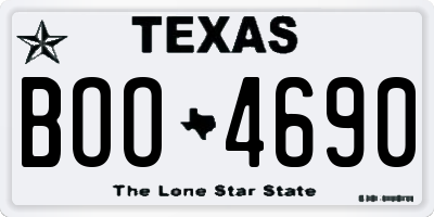 TX license plate BOO4690