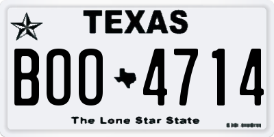 TX license plate BOO4714