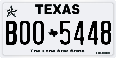 TX license plate BOO5448