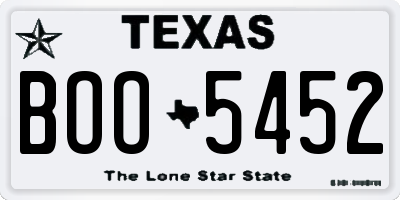 TX license plate BOO5452