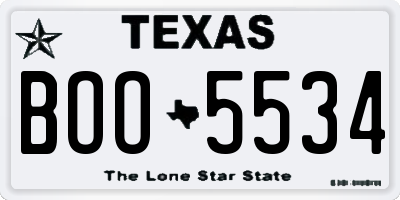 TX license plate BOO5534