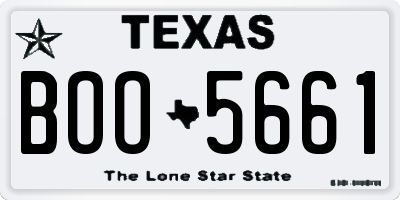 TX license plate BOO5661