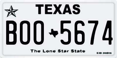 TX license plate BOO5674