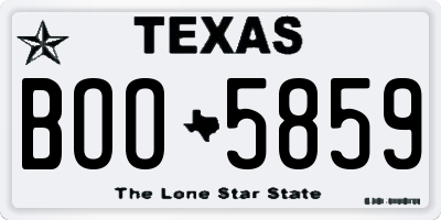 TX license plate BOO5859