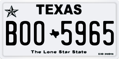 TX license plate BOO5965