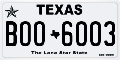 TX license plate BOO6003
