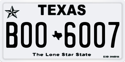 TX license plate BOO6007