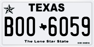 TX license plate BOO6059