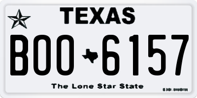 TX license plate BOO6157