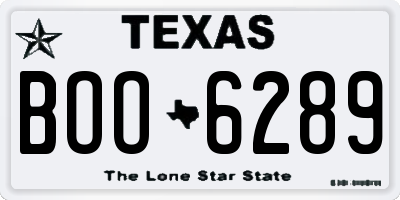 TX license plate BOO6289