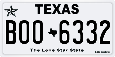TX license plate BOO6332