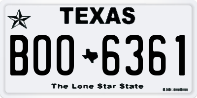 TX license plate BOO6361