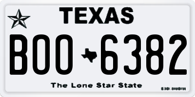 TX license plate BOO6382