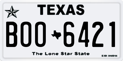 TX license plate BOO6421