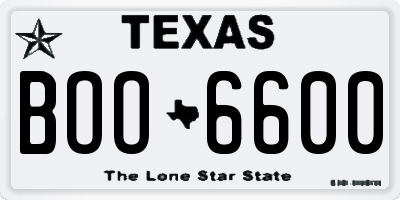 TX license plate BOO6600