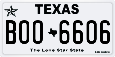 TX license plate BOO6606
