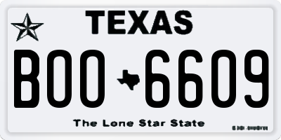 TX license plate BOO6609