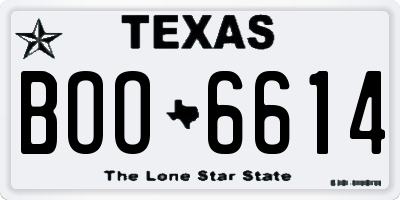 TX license plate BOO6614