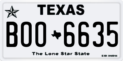 TX license plate BOO6635