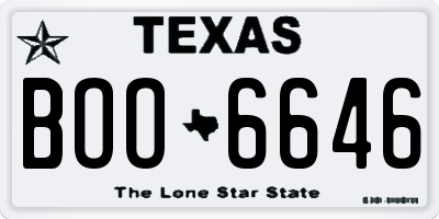 TX license plate BOO6646