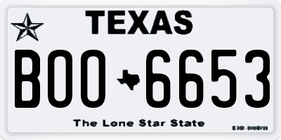 TX license plate BOO6653