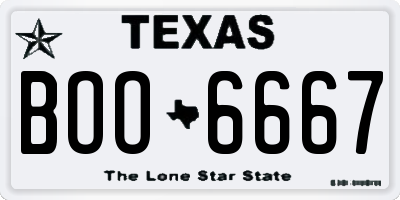 TX license plate BOO6667