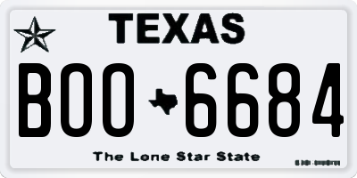 TX license plate BOO6684