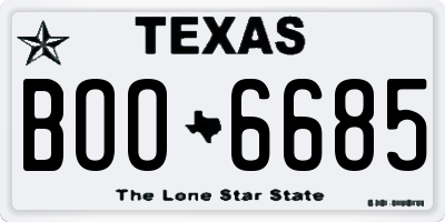 TX license plate BOO6685