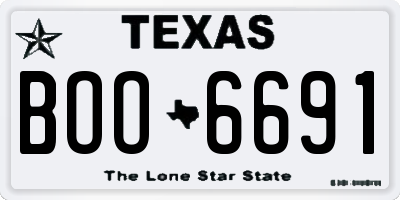 TX license plate BOO6691