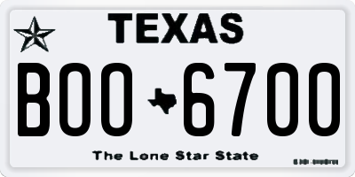 TX license plate BOO6700